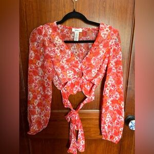 Juniors Long Sleeve Sheer Top